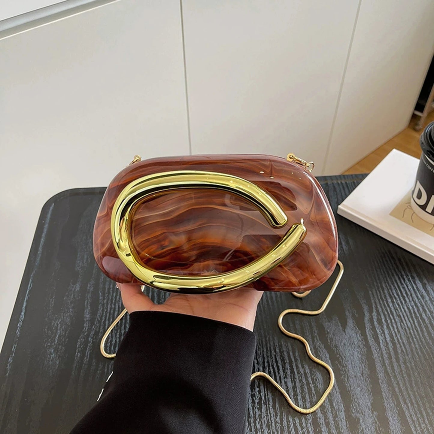 Acrylic Metal Handle Evening Bag – Women's Clutch Handbag