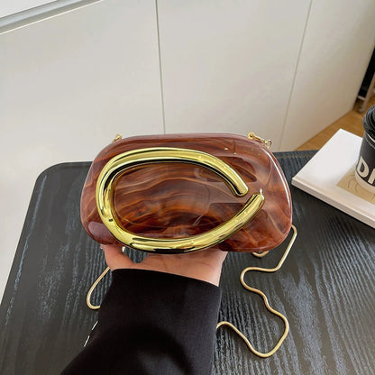 Acrylic Metal Handle Evening Bag – Women's Clutch Handbag