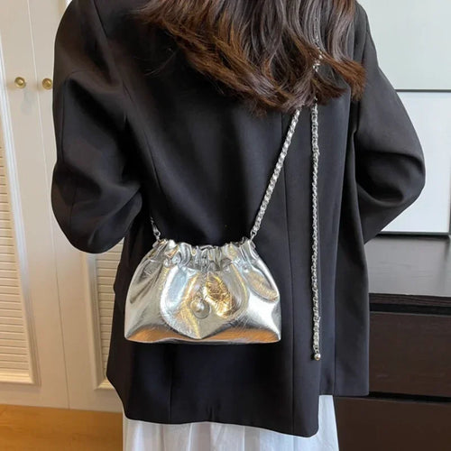 Y2K Crocodile Pattern Chain Shoulder Bag – Mini Crossbody Purse