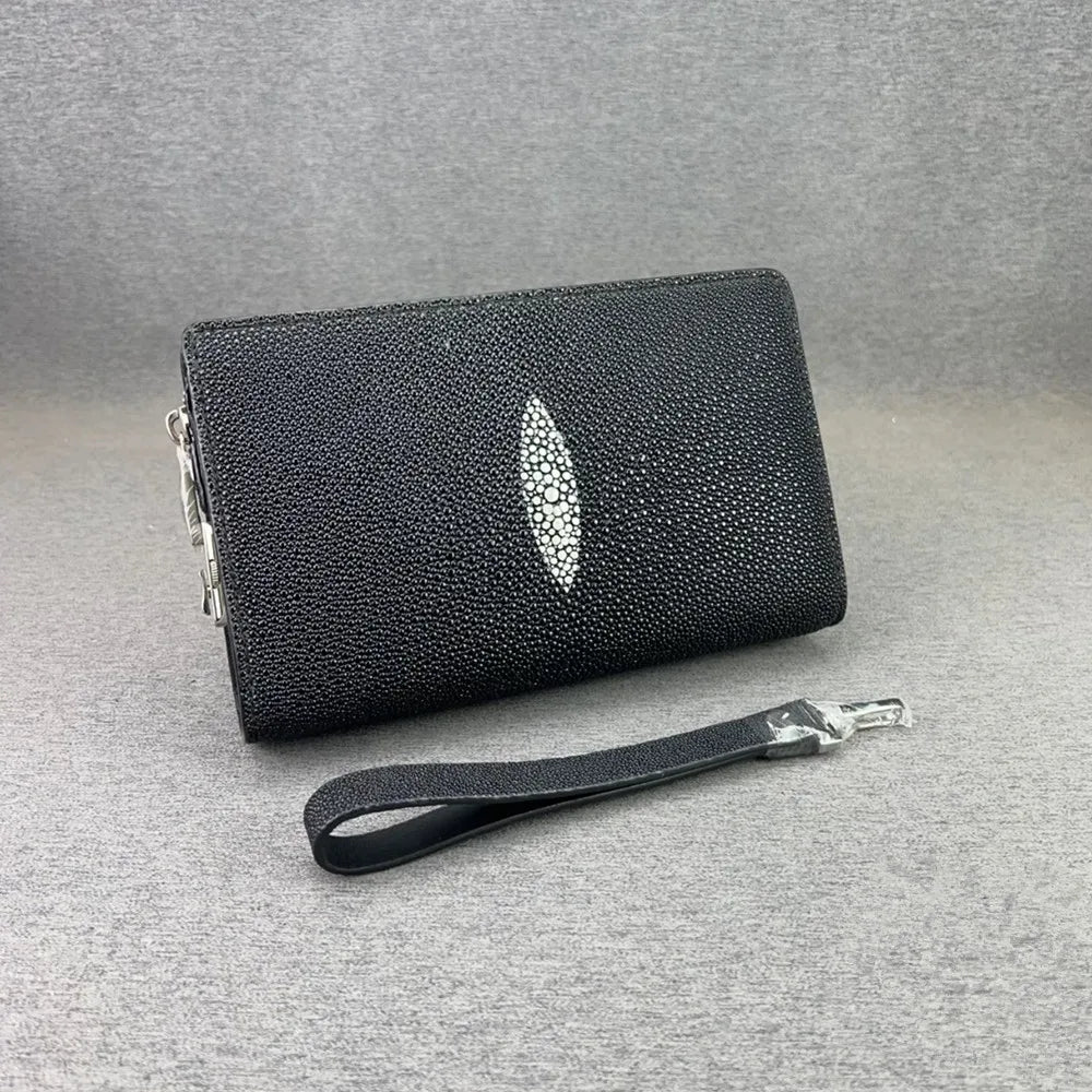 Stingray Skin Wristlet Clutch with Zip – Business Clutch Bag