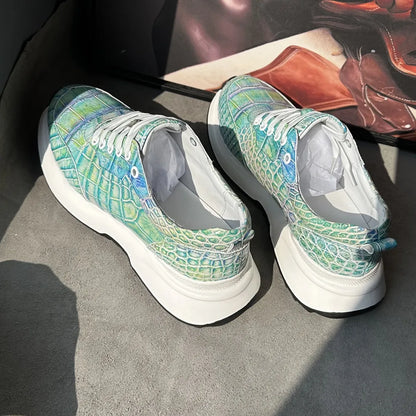 Crocodile Leather Hand-Painted Aurora Sneakers for Men
