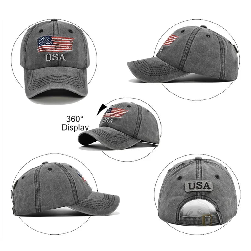 USA Flag Embroidered Baseball Cap – Unisex Tactical Cotton Hat