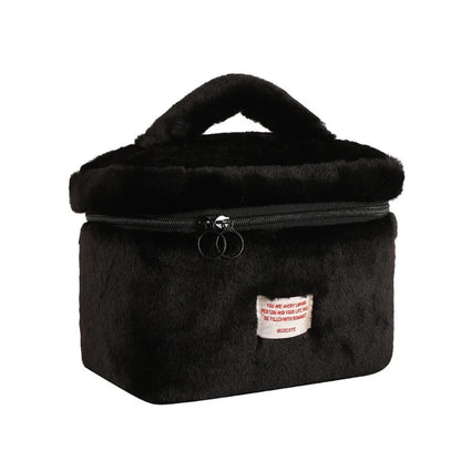 Large Capacity Plush Makeup Bag – Women's Travel Cosmetic Organizer