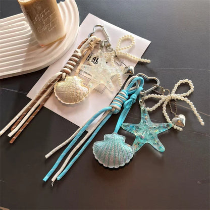 Ocean Starfish Beaded Keychain – Cute Bag Charm with Tassel
