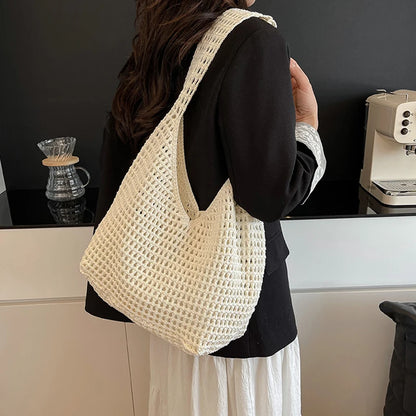 Crochet Shoulder Bag for Women – Large Mesh Knit Hobo Tote