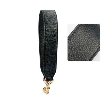 Leather Bag Wrist Strap with Metal Hardware