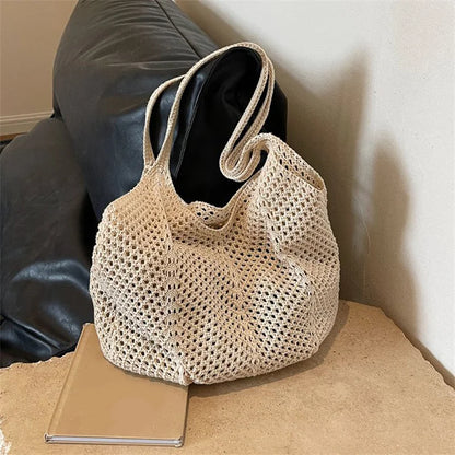 Crochet Tote Bag for Women – Large Boho Woven Shoulder Bag