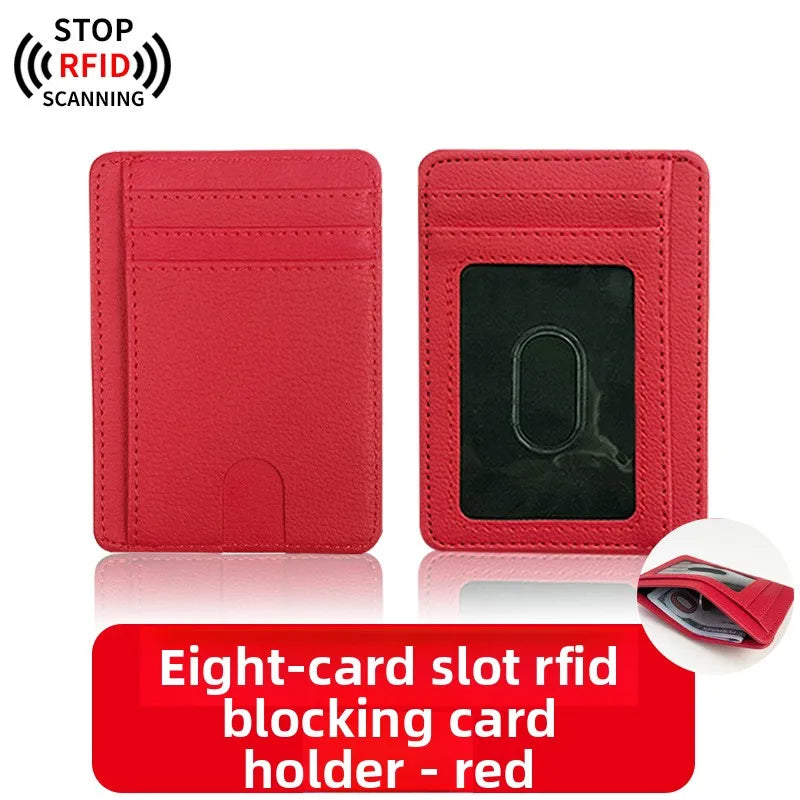 RFID Blocking Slim Card Holder Wallet – 8 Slot Leather