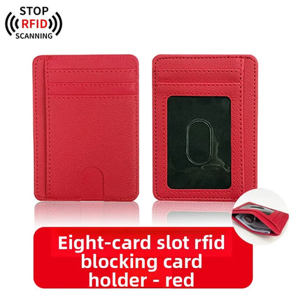 RFID Blocking Slim Card Holder Wallet – 8 Slot Leather