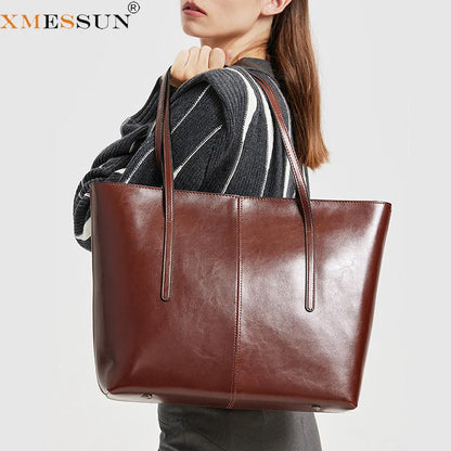 Large Capacity Vintage Leather Tote Bag for Women
