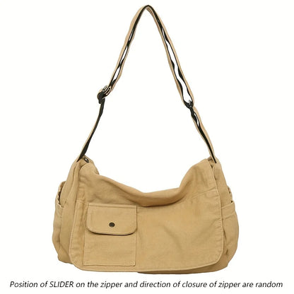 Canvas Crossbody Messenger Bag – Large Capacity Shoulder Bag