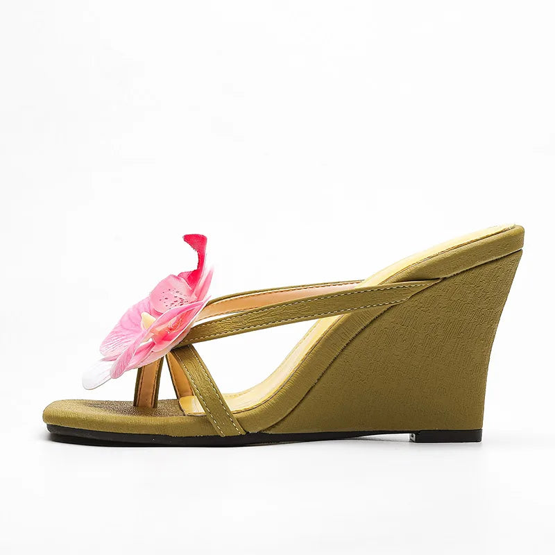 Flower Wedge Mules – Women's Open Toe Summer Sandals
