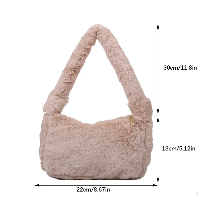 Fluffy Plush Shoulder Bag for Women – Soft Faux Fur Clutch Handbag
