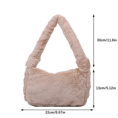 Fluffy Plush Shoulder Bag for Women – Soft Faux Fur Clutch Handbag