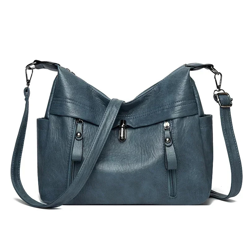 Large Capacity PU Leather Crossbody Shoulder Bag for Women