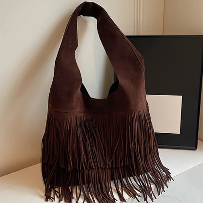Fringe Tassel Tote Bag Women's Suede Shoulder Hobo Handbag
