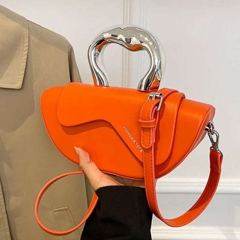 Sculptural Handle Shoulder Bag – Women's PU Leather Crossbody
