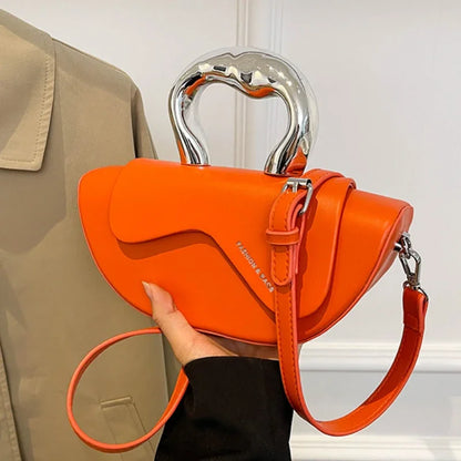 Sculptural Handle Shoulder Bag – Women's PU Leather Crossbody