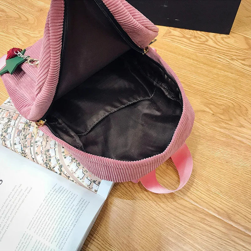 Women's Casual Corduroy Backpack – School & Travel Bag