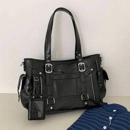 Y2K Large Capacity PU Leather Tote Bag for Women