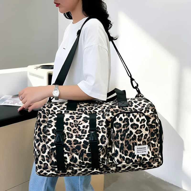 Leopard Print Weekender Gym Bag for Travel & Fitness