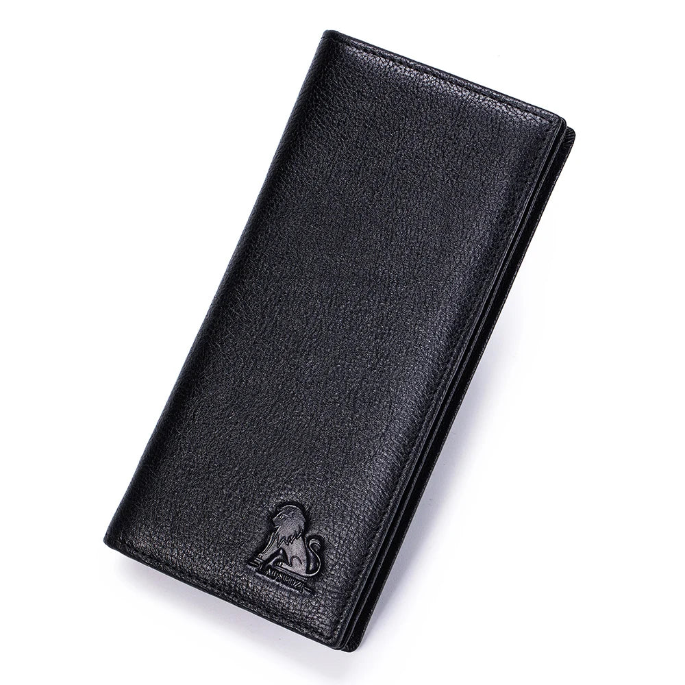 Men's Genuine Leather Long Wallet – Multi-Card Slot Bifold