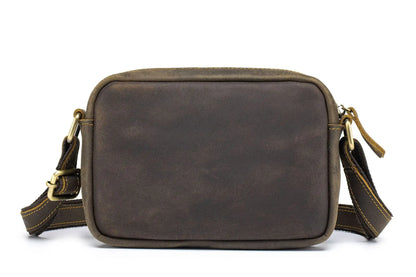Men's Crazy Horse Genuine Leather Crossbody Messenger Bag