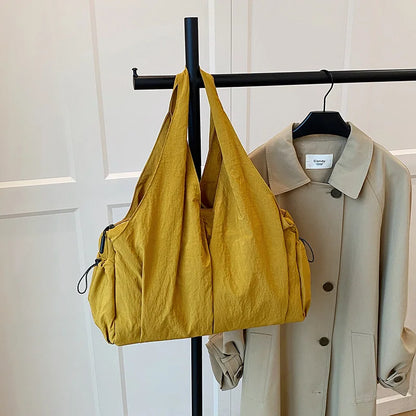 Trendy Wrinkled Fabric Top Handle Bag Comfortable Versatile Texture Shoulder Large Capacity