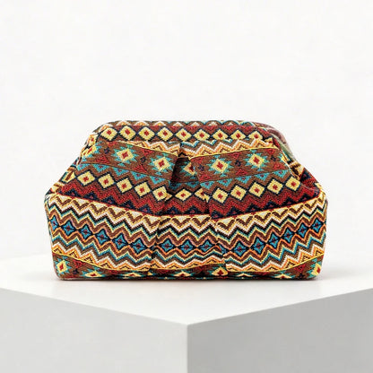 Bohemian Jacquard Clutch Bag – Women's Pleated Cloud Evening Purse
