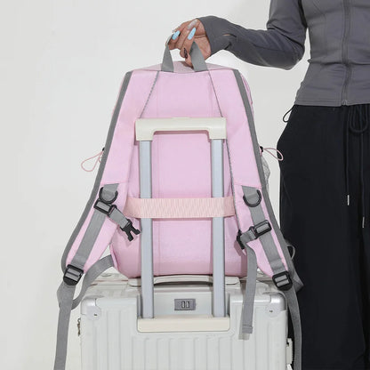 Star Print Nylon School Backpack with Bungee Cord