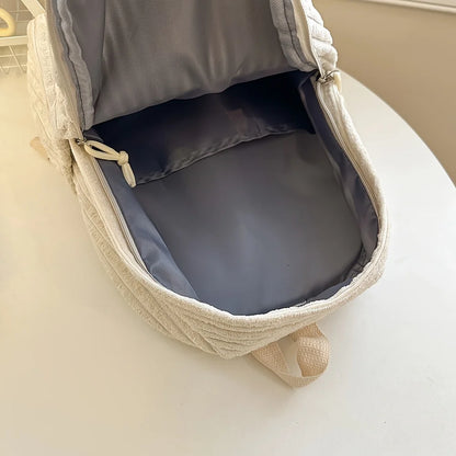Corduroy Backpack – Korean Style Versatile Women's School Bag