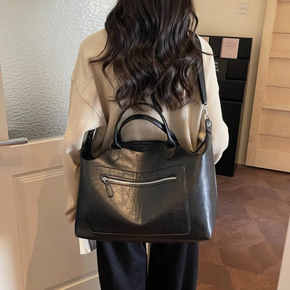 Large Capacity Women's Tote Bag – Leather Shoulder Commuter Bag