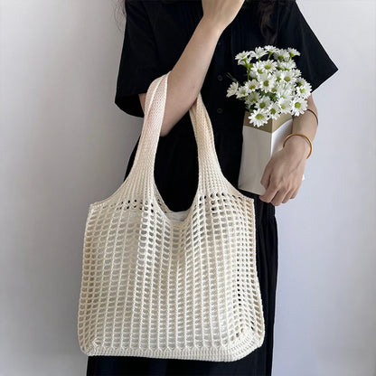 Crochet Tote Bag for Women – Large Hollow Knit Beach Shopper