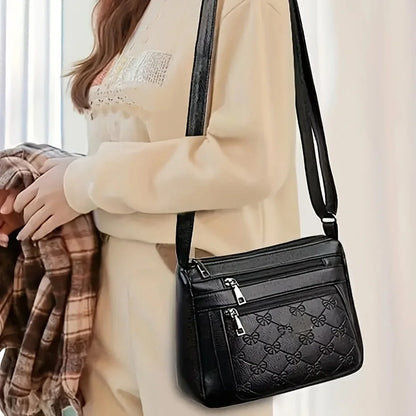 Women's PU Leather Crossbody Bag – Multi-Pocket Shoulder Purse