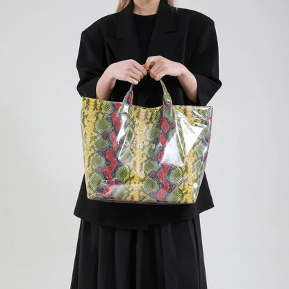 Snakeskin Pattern Tote Bag – Large Capacity Women's Shoulder Bag