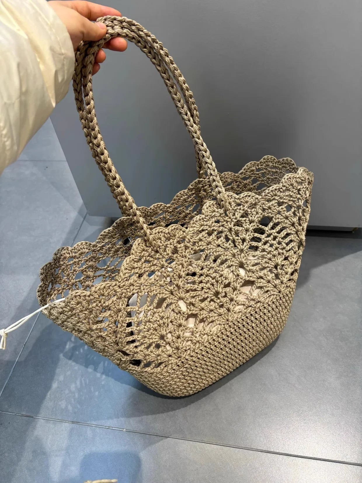 Handmade Crochet Flower Tote Bag for Women