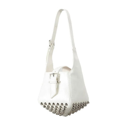 Bucket Bag Women Luxury Designer Handbag Purse Pu Mosaic Belt Buckle Rivet Decoration Underarm