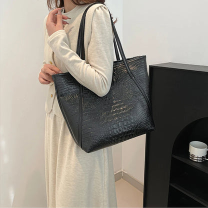 Crocodile Print Tote Bag for Women – Large Capacity Shoulder Handbag