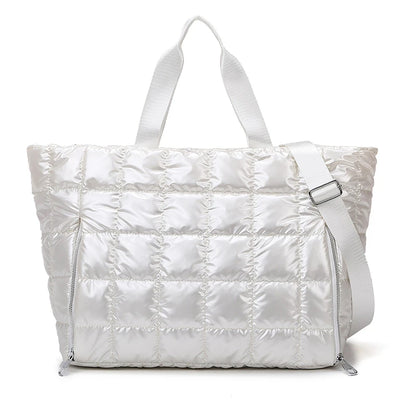 Quilted Puffer Tote Bag with Crossbody Strap – Women's Shoulder Bag