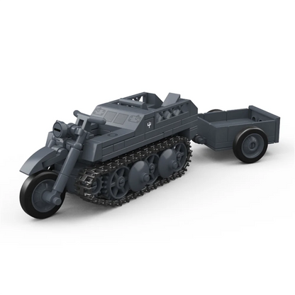 Military Half-Track Motorcycle Building Blocks Set with Trailer