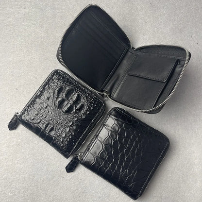 Genuine Crocodile Leather Men's Zip Wallet – Multi-Function Bifold