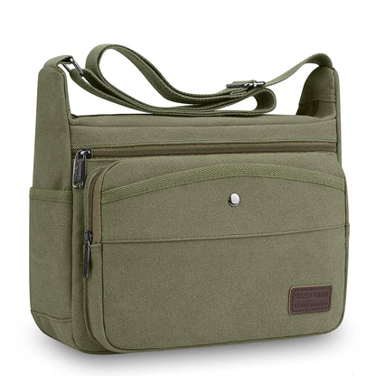 Men's Canvas Crossbody Shoulder Bag – Multi-Pocket Travel Messenger