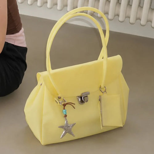 Candy Color Frosted PVC Tote Bag – Women's Shoulder Handbag
