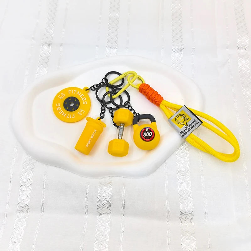 Fitness Keychain Set – Dumbbell, Kettlebell & Weight Plate Charms