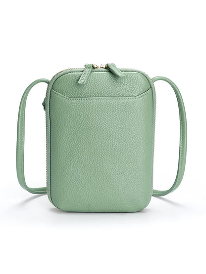 Genuine Leather Crossbody Bag for Women – Zipper Phone Purse