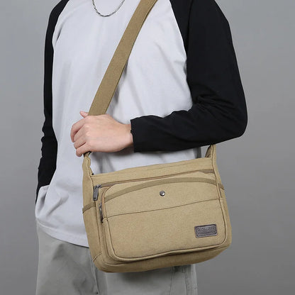 Men's Canvas Crossbody Bag – Casual Messenger Shoulder Bag