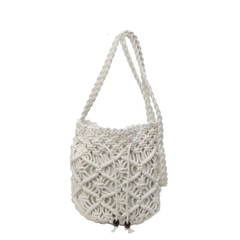 Woven Bucket Bag – Women's Knit Crochet Crossbody Beach Tote