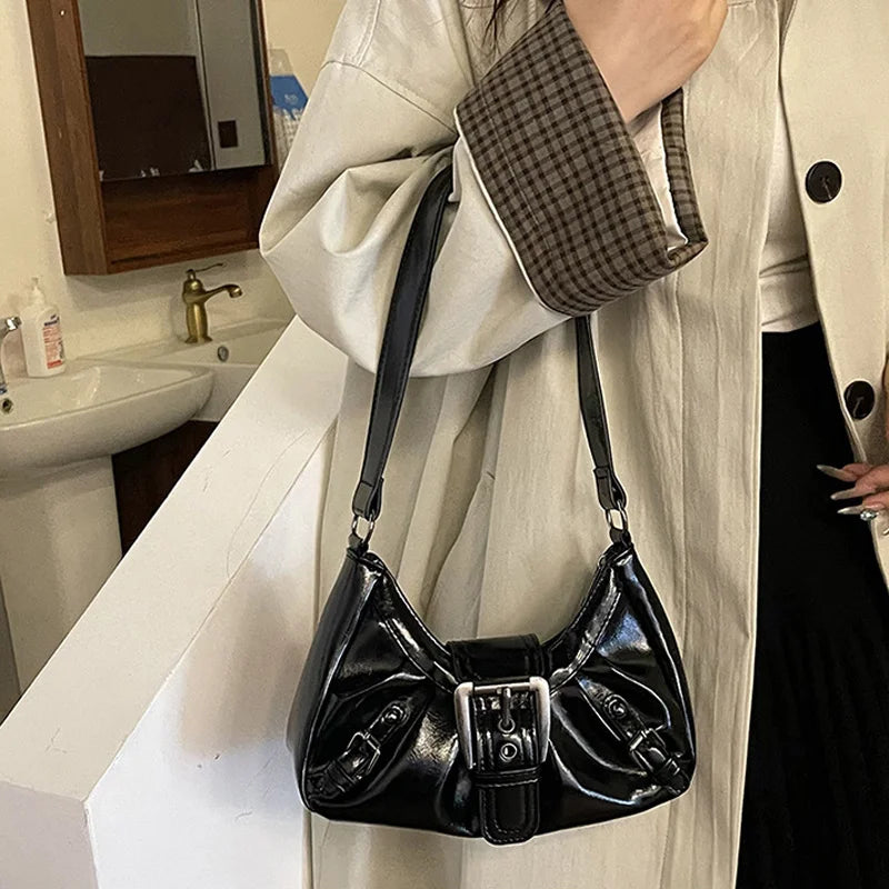Y2K Pleated Hobo Shoulder Bag – Retro Maillard Style Clutch Handbag