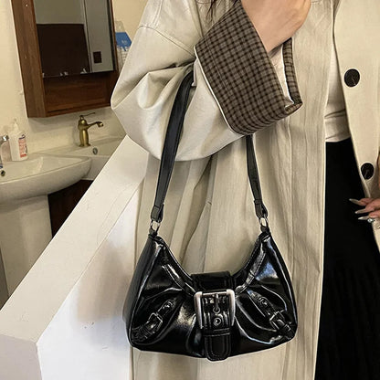 Y2K Pleated Hobo Shoulder Bag – Retro Maillard Style Clutch Handbag