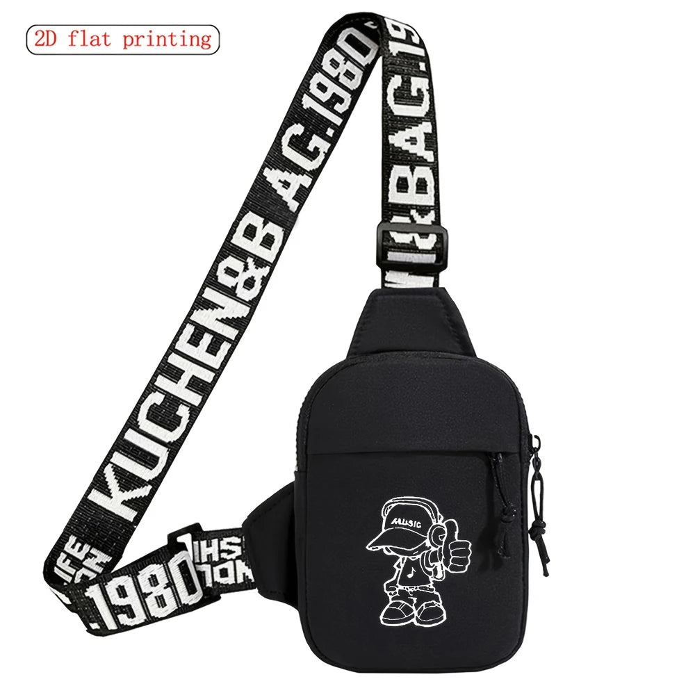 Men's Chest Bag with Music Boy 2D Print – Crossbody Sling Bag